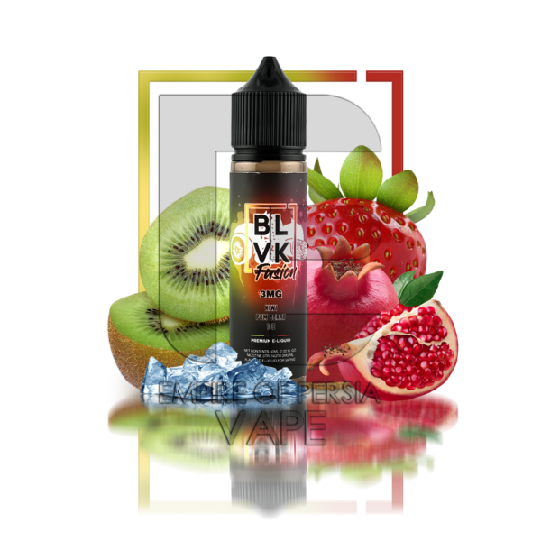 جوس بی ال وی کی کیوی،انار،توت فرنگی و یخ BLVK  KIWI POM BERRY ICE