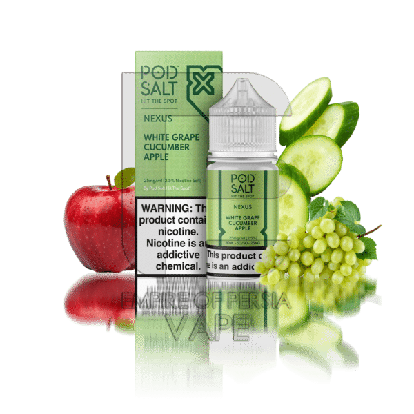 سالت نیکوتین پاد سالت سیب،خیار و انگور سفید POD SALT WHITE GRAPE CUCUMBER APPLE