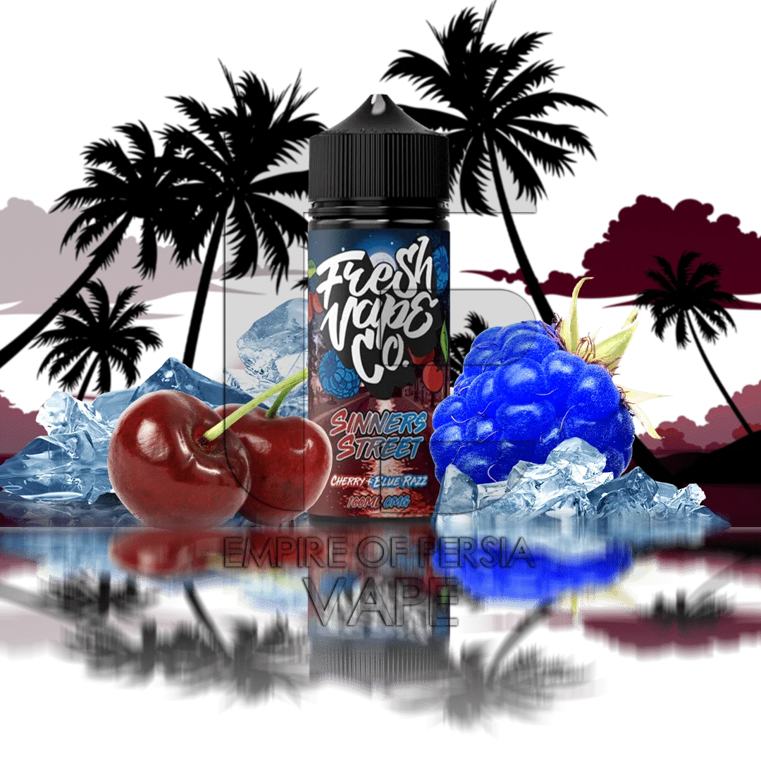 جوس ویپ دیستیلری گیلاس و تمشک آبی خنک VAPE DISTILLERY SINNERS STREET